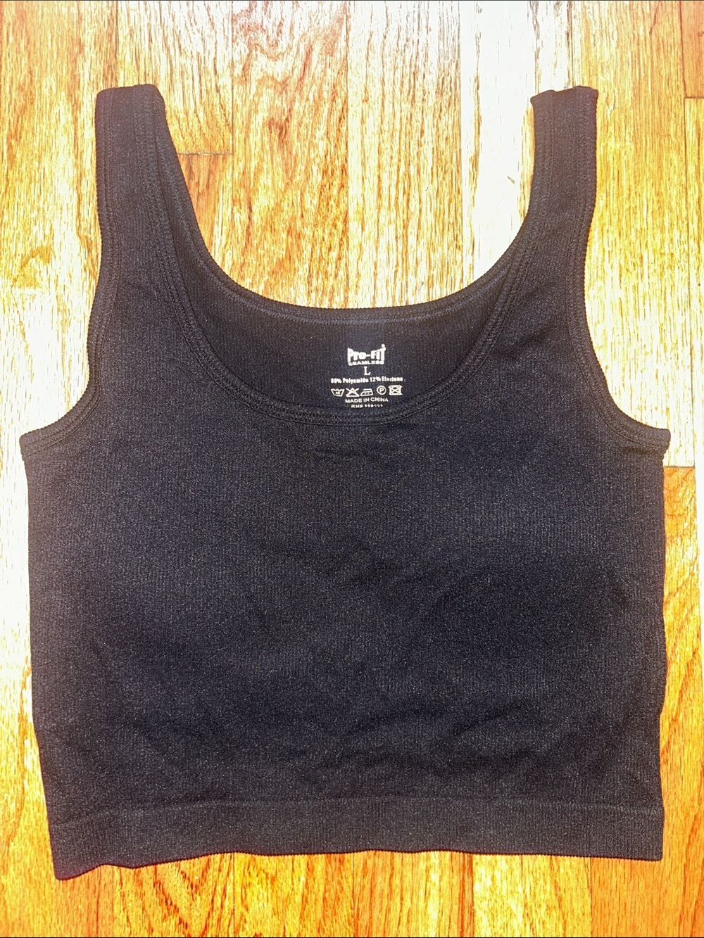 Pro Fit Black Padded Seamless Cropped Tank Top Large